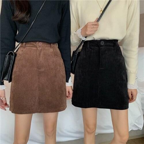 Spring and Autumn 2021 new Korean version of high waist slimming all-match corduroy A-line skirt skirt womens clothing