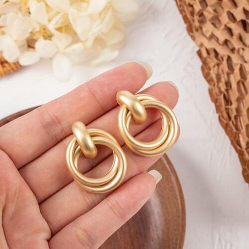 Gold Vintage Hoop Earrings Korean Geometric Punk pend Earrings For Women Female Unusual Drop Earrings 2020 Trend Fashion Jewelry