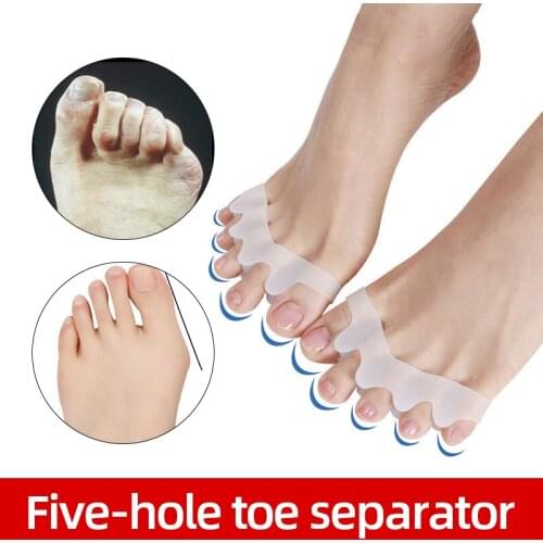 1 pair Five-finger Foot Toe Separator Soft Silicone hallux Valgus Corrector Comfortable Foot Care Tool