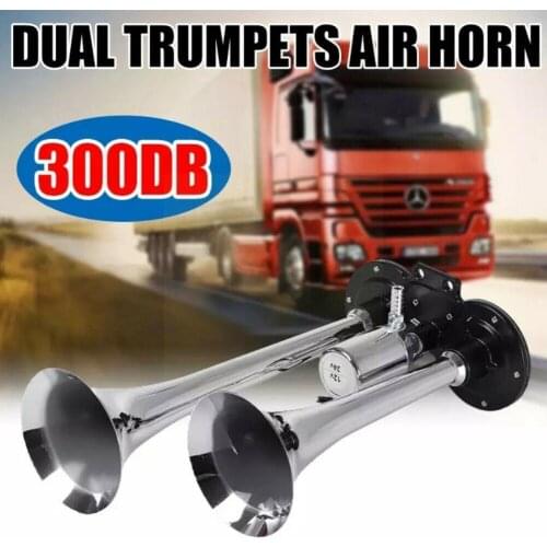 12V-24V 300DB Universal Super Loud Dual Solenoid Valve Horn Trucks Air Whistle For Cars Car Horn O6A8