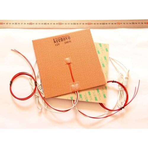 200X200mm,200W@12V, w/ NTC 100K Thermistor,Keenovo Silicone Heater Cube Prusa i3 RepRap 3D Printer Heater,Heatbed, Best Quality