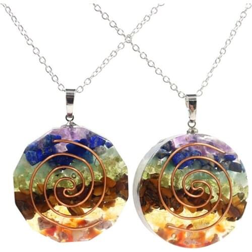 2020 New Fashion Seven Veins Energy Pendant Necklace For Women Men Energy Healing Pendant Rainbow Crystal Stones Necklace