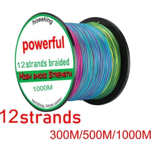 300M/500M/1000M Braided Fishing Line 12 Strands power PE Braid Multicolor Super Power Japan Multifilament Line for Crap Fishing