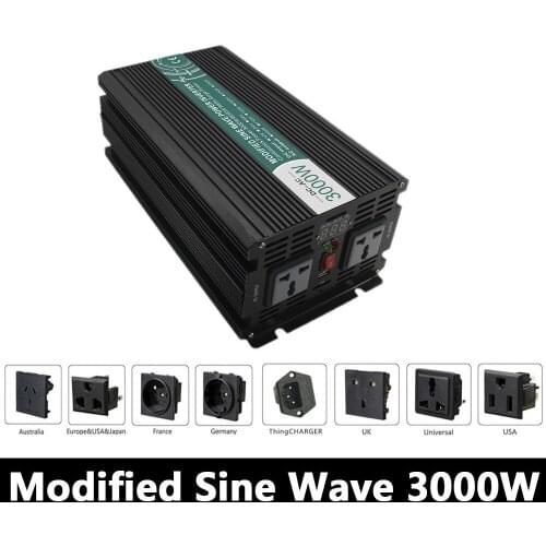 3000W Modified Sine Wave Inverter,DC 12V/24V/48V To AC110V/220V,off Grid Solar voltage converter With Panel Charger