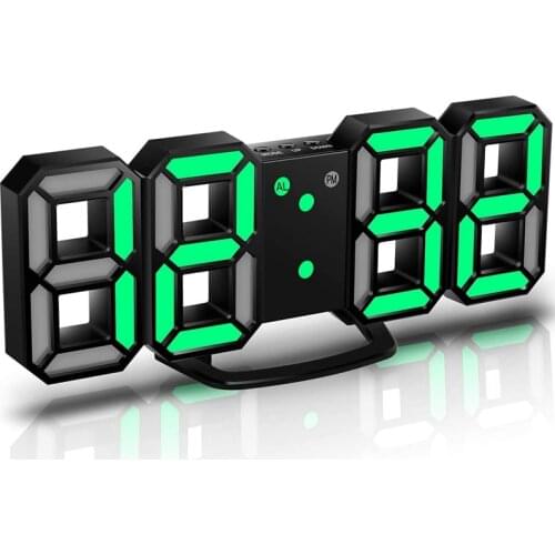 3D LED Wall Clock,Digital Wall Clock, Digital Clock, 3D LED Alarm Clock with 3 Adjustable Brightness