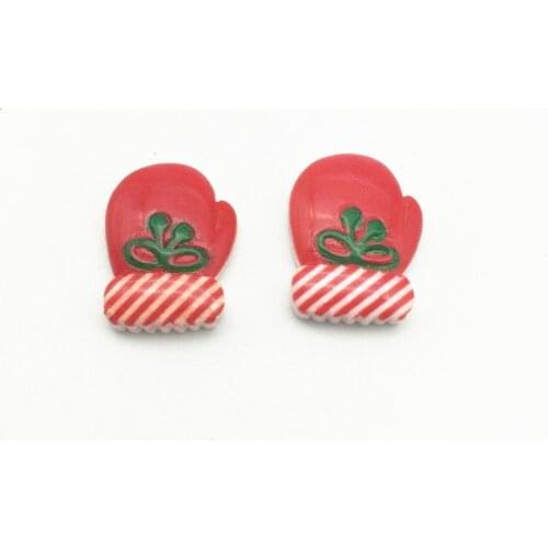 50pcs 21x15mm Resin Christmas Glove With Bows DIY Cabochons Flatbacks Embellishments For Cardmaking Phone Decorations Crafts