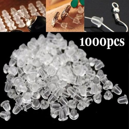 500/1000x Clear Soft Silicone Rubber Earring Back Stoppers for Stud Earrings Bullet Tube Ear Plugs DIY Earring Jewelry Findings
