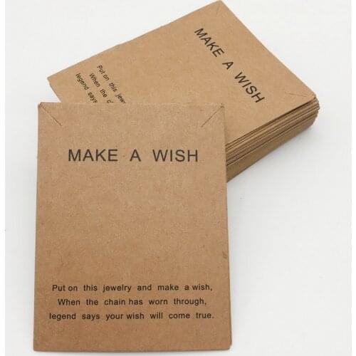 7cmX9cm Make a Wish Jewelry Cards for Necklace Packing Hangtags And Bracelet Wrappers Brown Paper Cards for Jewelry Packages