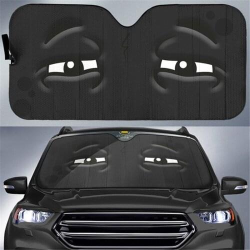 Black Eyes 3D Print Car Sun Shade Cover Car Front Window Sun Visor Cover Auto Solar Protection Windscreen Covers Flits Most Cars