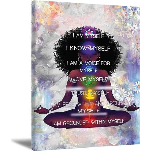 Black Queen Girl Wall Art Meditation Vertical Poster African American Portrait Canvas Abstract Contemporary Matte Painting Home