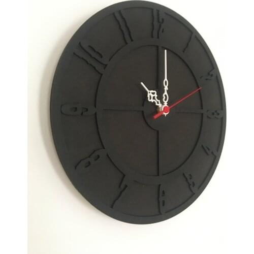 North Designed Black Circle Decorative Wall Clock 30 Cm