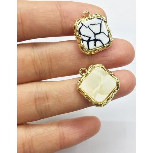 Eruifa 6pcs 17mm Square Plastic Charms Wholesales necklace,earring bracelet jewelry DIY handmade 2 colors