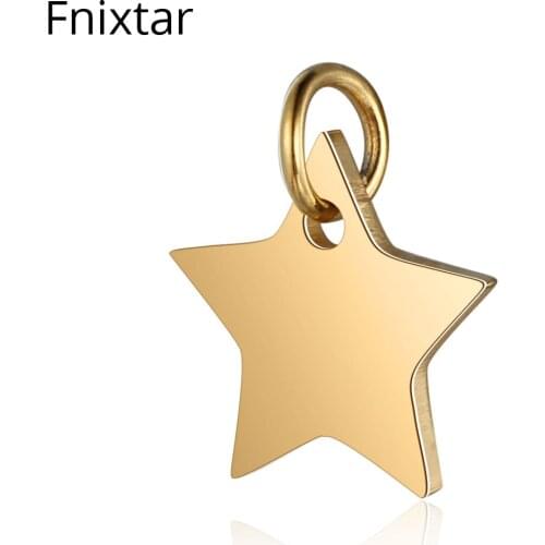 Fnixtar Wholesale Charms Stainless Steel Gold Color Star Mini Charms Pendants For DIY Jewelry Making Metal Charm 10pcs/lot