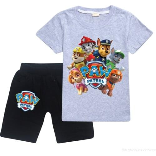 Cute Cartoon T Shirt+shorts Kids Suit Clothes Summer Tshirt PAW PATROL T-shirt Boys Streetwear Children Tops Two Piece Sets