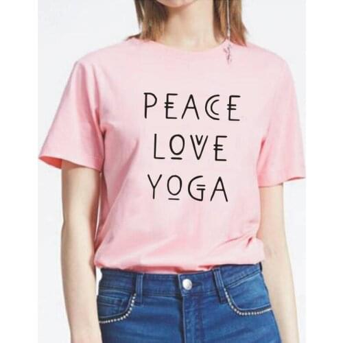 Harajuku Peace Love Yoga Letter Print Women Tshirts Short Sleeve Casual Funnytee Shirt Femme Hipster Plus Size Tshirt Women Tops
