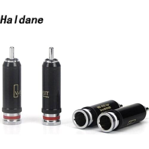 Haldane 4pcs/lot HIFI WBT-0102Ag brass Rhodium plated Soldering 9mm RCA plug for RCA Male Interconnect Audio Cable