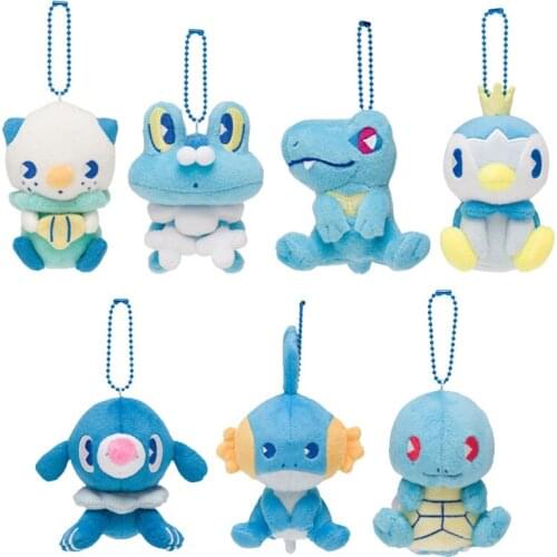 7PCS Pokemon Stuffed Plush Toy Totodile Mudkip Oshawott Popplio Piplup Quirtle Froakie Pendant Doll Plush Children Toys 10CM