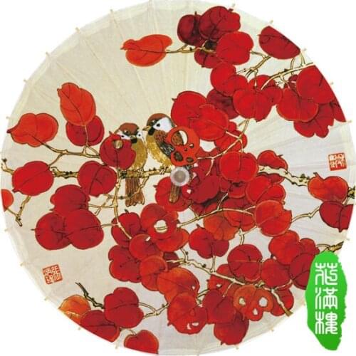 Dia 50CM Beautiful Autumn Red Leaves OilPaper Umbrella Chinese Classical Craft Handmade Cosplay Porps Dance Umbrella for Child