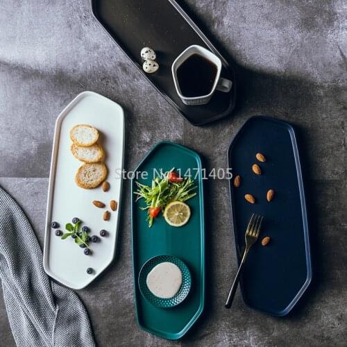 Creative Japanese Ceramic Plate Sushi Plate Pasta Plate Fruit Plate Steak Plate Western Plate Black Tableware