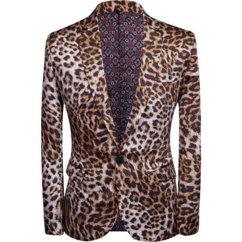 Leopard Designer Men Blazer Casual Slim Fit Male Suit Jacket Prom Dress Blazers Masculino Abiti Uomo YS0050