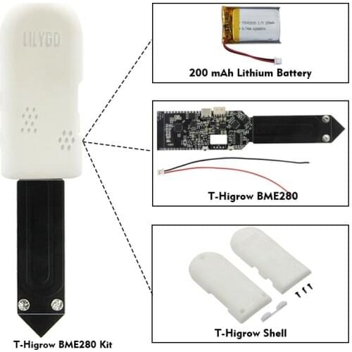 LILYGO®TTGO T-Higrow ESP32 WiFi And Bluetooth Battery DHT11 Soil Temperature BEM280 Humidity Photometric Electrolyte Sensor