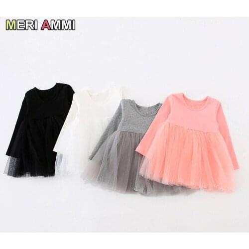 MERI AMMI Children Girl Clothing Set Long Sleeve Floral TuTu Party Dress For 2-8 Year Kid