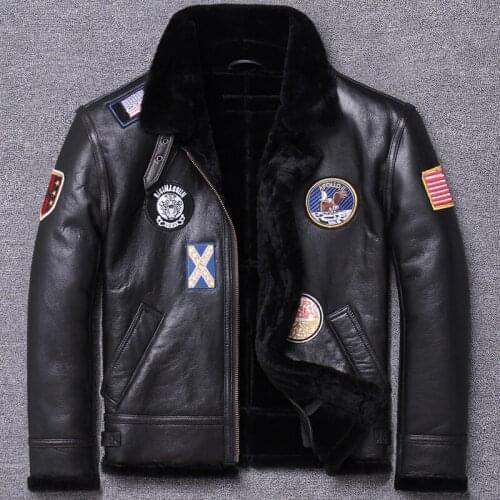 100% Natural Shearling Jacket Men Clothes 2020 Streetwear Real Fur Coat Man Moto Biker Slim Genuine Leather Jackets UM798