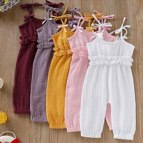 Newest Baby Girls Jumpsuit Summer Ruffle Strap Pant Cute Girls Romper Toddler one Piece Outfit RT502