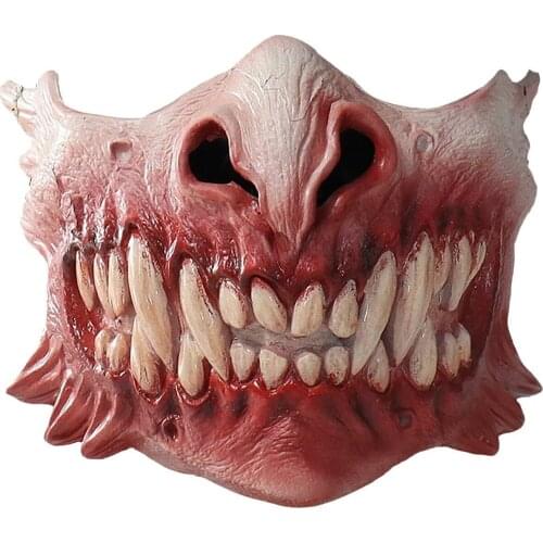 New Horror Stalker Clown Mask Role Play Creepy Big Mouth Teeth Chewing Latex Mask Scary Costume Props for Halloween Party