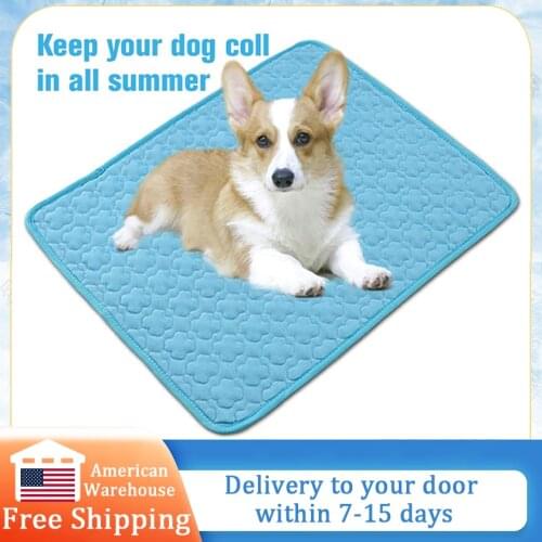 Pet Cooling Mat for Dogs Cats Silk Portable & Washable Flower Pattern Pet Dog Cooling Pad, Ideal for Summer Outdoor or Home Use