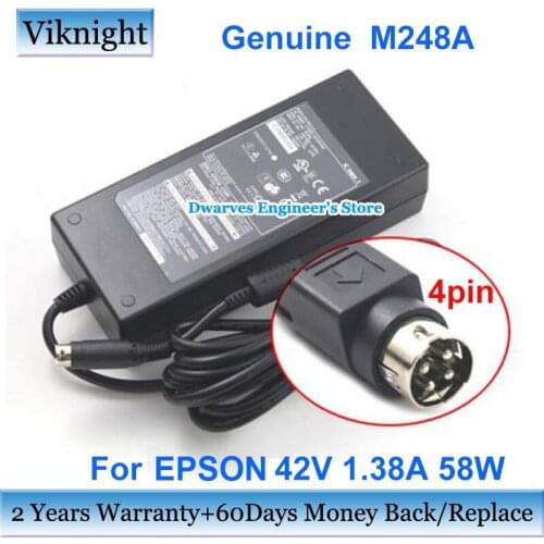 Genuine 42V 1.38A M248A AC Adapter Power Supply 58W For EPSON COLORWORKS C3500 C3500 Laptop Charger 4pin