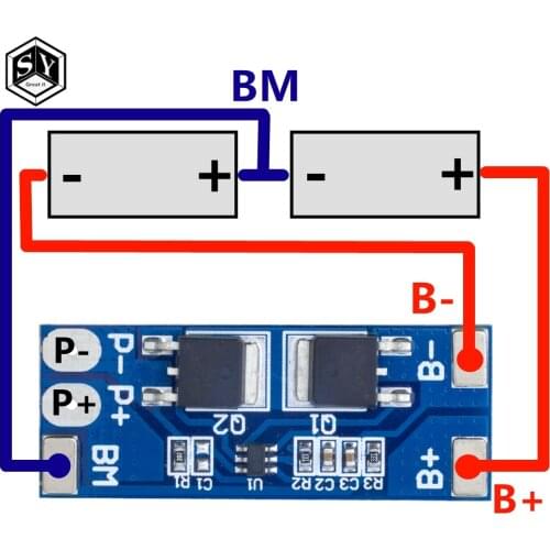 1PCS 2 series 7.4V lithium battery protection board 8A working current 15A current limit/Overcharge discharge protection
