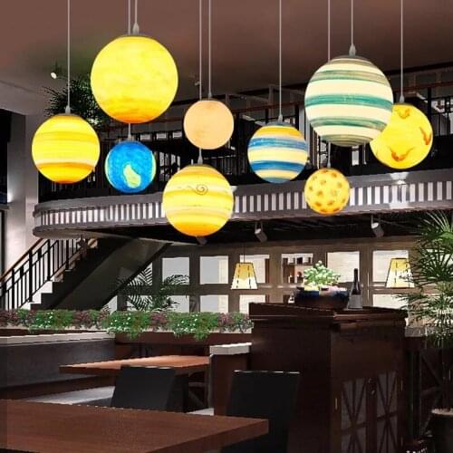 New Universe Planet Parlor Hanglamp Children room Led Pendant Lights Restaurant Childrens park Pendant Lamp Loft Art Deco
