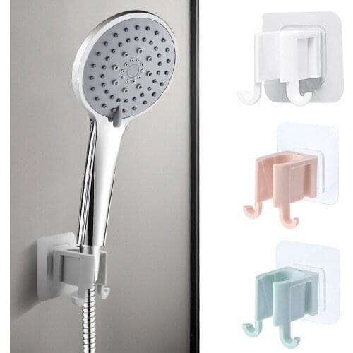 Portable Bathroom Accessories Shower Sprinkler Holder Shower Head Shelf Plastic Self Adhesive No Punch Shower Head Rack 1Pcs