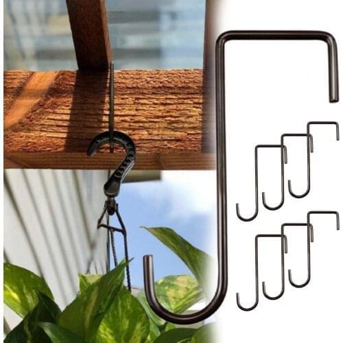 Simple 6Pcs/Set Practical Garden Plant Basket Holder Iron Patio Hooks Long Lasting Fence Tool
