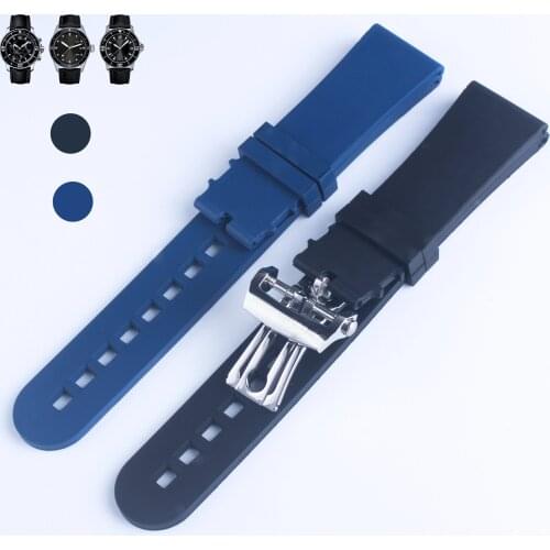 Black bule Silicone Rubber Watch band Diving Sport Waterproof For fit BLANCPAIN Fifty Fathoms Rubber Strap Band 23mm X 20mm