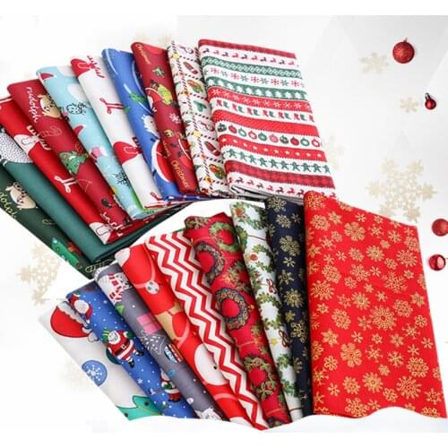 Christmas Series Cotton Fabric Printed Cloth Sewing Quilting Fabrics Patchwork Needlework DIY Handmade Material 24x25/14x14cm
