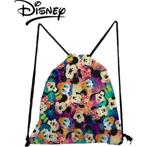 Disney Mickey Minnie Backpack Cute Child School Bag Casual Yoga Storage Bag High Quality Swim Drawstring Bag Girl Soft Back Bag