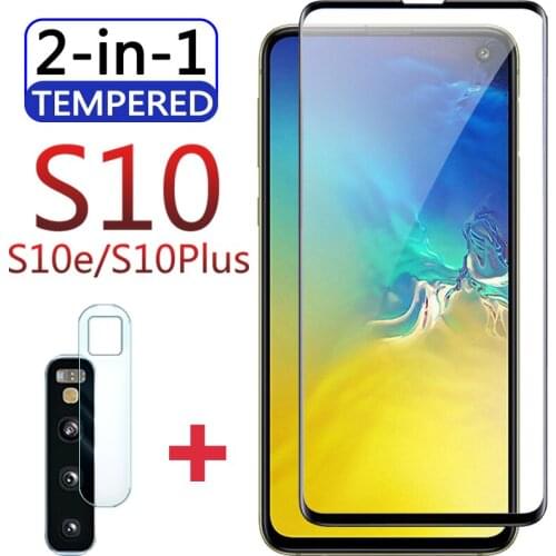 S10 plus Tempered Glass For samsung galaxy s10e Protective S 10 E 10s 10Plus S10Plus Case With Camera Lens Screen Protector 2in1