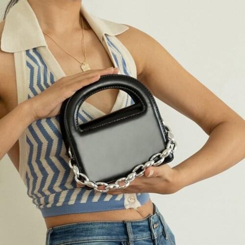 New Chain Handbag Fashion Solid Color PU Leather Shoulder Bags for Women 2021 Casual Square Messenger Crossbody Bags Totes