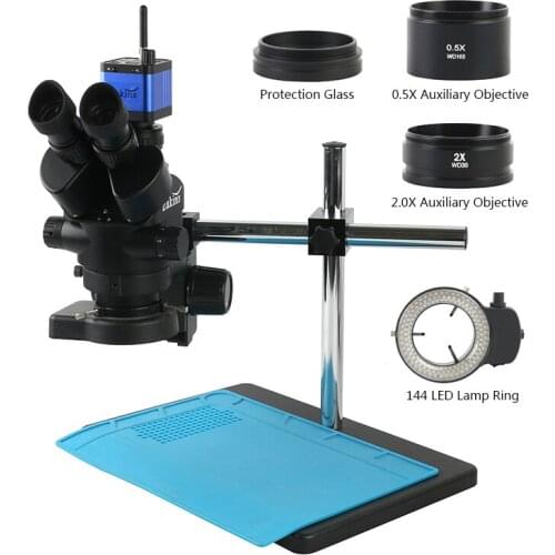 1080P 36MP HDMI USB WIFI Video Camera 3.5X-90X Simul-Focal Stereo Trinocular Microscope 0.5X 2X Barlow Lens For PCB Soldering
