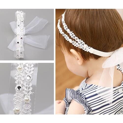 Girls Embroidered Hair band Baby Girl Bow Lace Flower Headband Handmade White/Pink Headdress Cute Style Fashion Hair Accessories