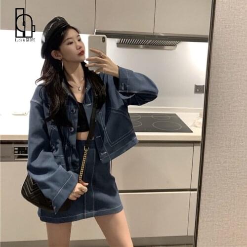 Women Sets Blazers Coats Skirts 2 Pieces Outfits Streetwear Casual Trendy Retro Korean Chic Ulzzang Office Ladies Loose Daily