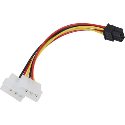 10Pcs PCI-E Power Adapter 6Pin Female to Molex 4pin x2 Splitter Graphics Video Card PCI Express Extension Cables