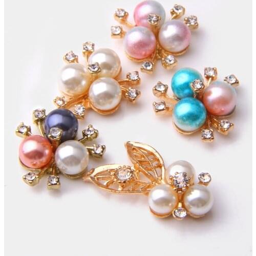 10PCS Colorful Pearls Alloy Golden Charms Rhinestone Beads Champagne Pendant Connectors for Jewelry Making Necklace Accessories