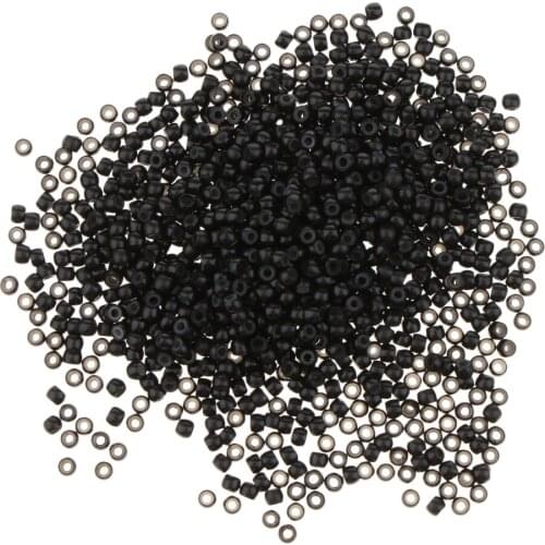 1000pcs Copper Micro Link Tubes Rings 3mm Beads Lined for I Tip Hair Extension,Black/ Brown for Choose