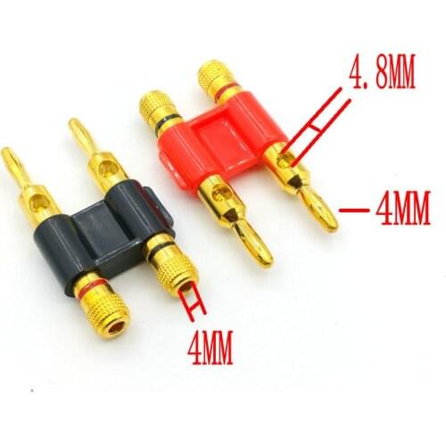 2pcs GOLD Connector Stackable Double 4mm Banana Plug Speaker Loudspeaker Plug