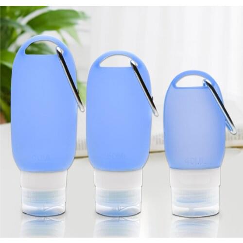 3PCS Travel Bottles with Snap Hook Hanging Soft Silicone Portable Refillable Empty Case for Hand Sanitizer Shampoo Flip Cover