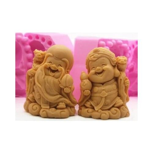 3D Laughing Buddha Monk Silicone Molds 3D Buddha Soap Making Mold Handmade Buddha Statue Mould Resin Clay Candle 2 Styles Cute