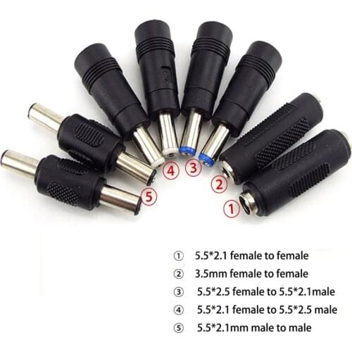 DC Power Adapter 5.5X 2.1MM Female to Female Male to Male 5.5x2.5mm 3.5mm 3.5x1.35mm Male 5521 Plug 5525 Adaptor Jack for Laptop